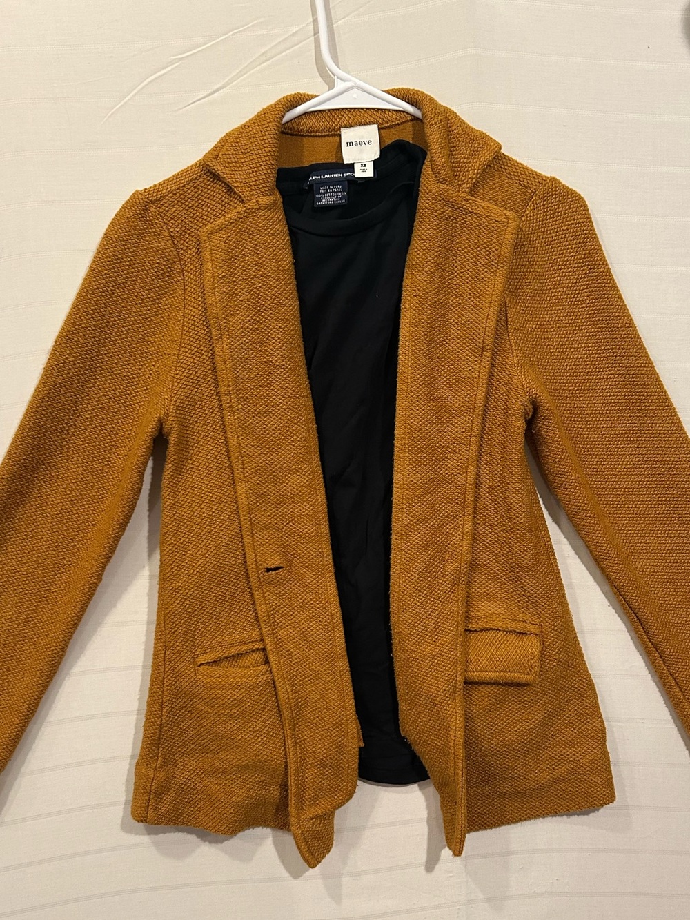 Maeve by Anthropologie Mustard Yellow Knit Blazer